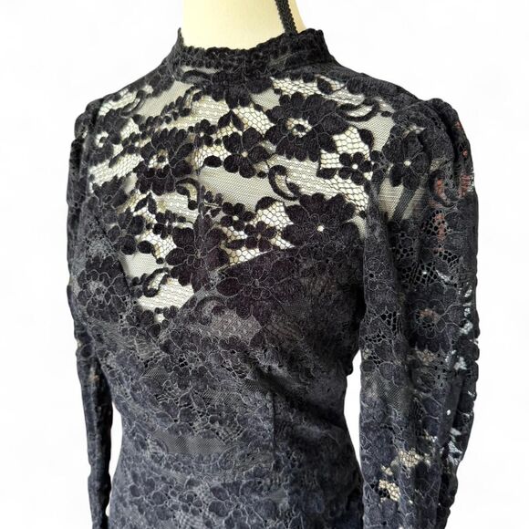 Anthropologie Saylor "Kacey" from Rent the Runway Lace Velvet Mini Dress, M - Picture 2 of 8